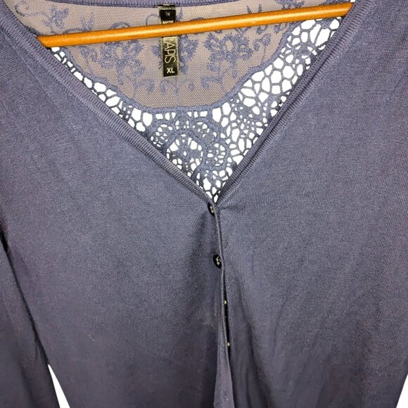 Women's Navy Blue Lace Back Cardigan Button Front XL Laps - Picture 7 of 13